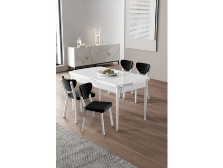HANAH HOME Raskopivi trpezarijski sto i stolice (5 delova) Exve White Black