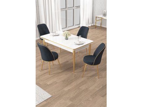 HANAH HOME Set trpezarijskog stola i stolica (5 delova) trpezarijskog stola i stolica (5 delova)Rewa White Gold Anthracite