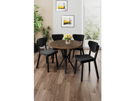 HANAH HOME Set trpezarijskog stola i stolica (5 delova) Agnes Baroque Black