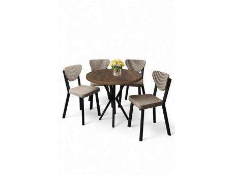 HANAH HOME Set trpezarijskog stola i stolica (5 delova) Agnes Baroque Cappuccino