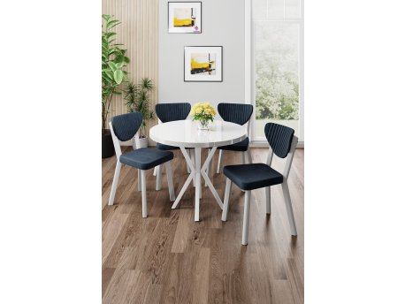 HANAH HOME Set trpezarijskog stola i stolica (5 delova) Agnes White Anthracite