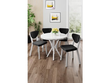 HANAH HOME Set trpezarijskog stola i stolica (5 delova) Agnes White Black