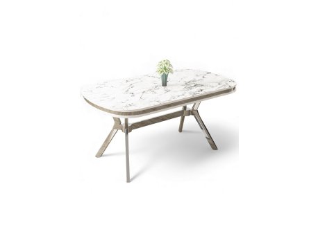 HANAH HOME Trpezarijski sto Olya White Marble Chrome
