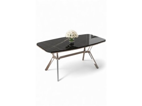 HANAH HOME Trpezarijski sto Esla Black Marble Chrome