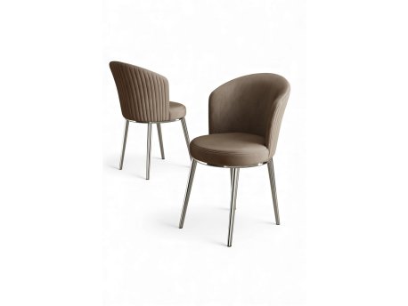 HANAH HOME Set stolica (4 dela) Risa Cappuccino Chrome