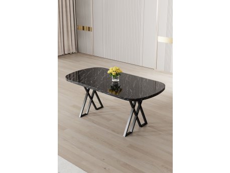 HANAH HOME Trpezarijski sto Kaye Black Marble Black