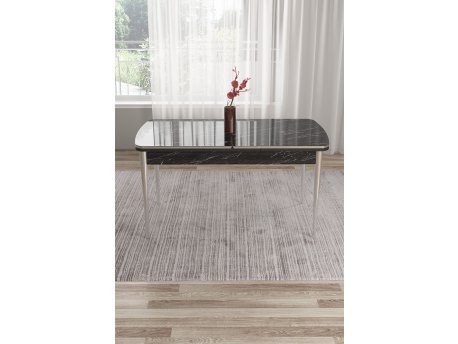 HANAH HOME Trpezarijski sto Nira Black Marble Chrome
