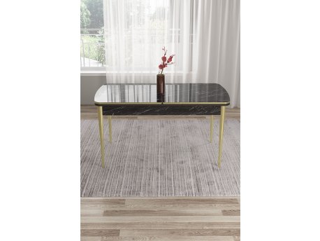 HANAH HOME Trpezarijski sto Nira Black Marble Gold