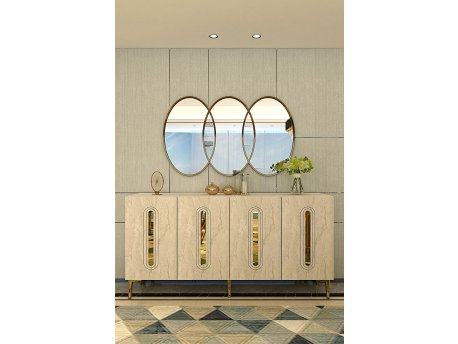 HANAH HOME Komoda Rany 150 White Travertine Gold