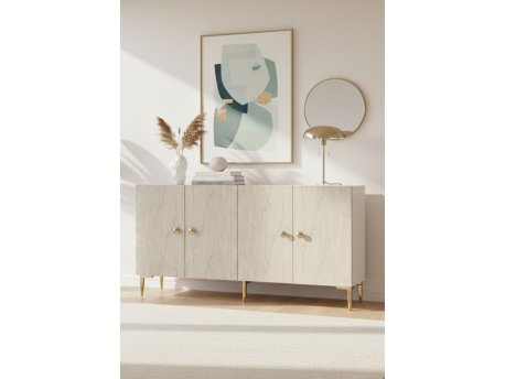 HANAH HOME Komoda Simple 150 White Travertine Gold