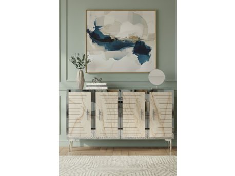 HANAH HOME Komoda Tuna 120 White Travertine Silver