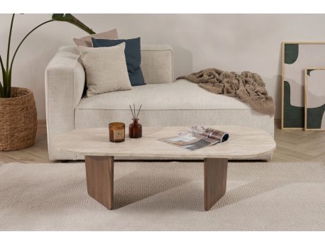 HANAH HOME Klub stočić Ovalis Travertine Walnut