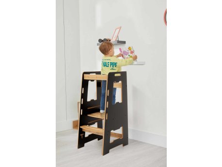 HANAH HOME Dečiji tobogan Learning Tower Black Natural