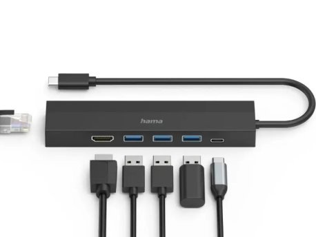 HAMA USB-C Hub, 6 portova, 3 x USB-A, USB-C, HDMI, LAN