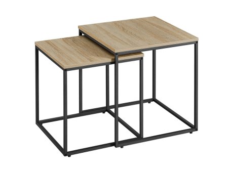 Oskar Kvadratni sto za kafu, 2 komada -sonoma oak / black nogare