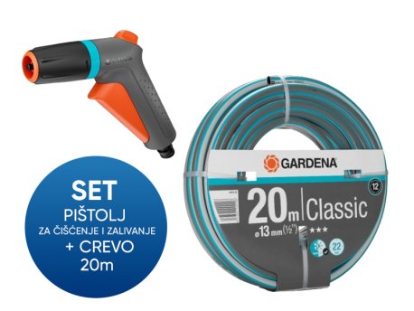 GARDENA SET PIŠTOLJ ZA ČIŠĆENJE I ZALIVANJE + CREVO CLASSIC 20m