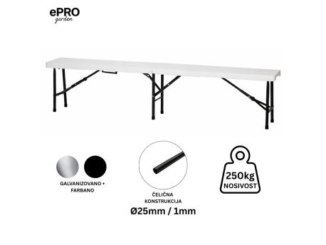 EPRO Garden sklopiva baštenska klupa 183x43x28xcm, metal-plastika