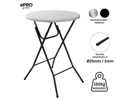 EPRO Garden sklopivi baštenski barski sto Ø80 110cm, metal-plastika