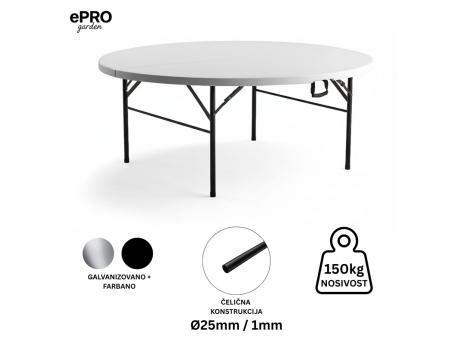 EPRO Garden sklopivi baštenski sto Ø152 74cm, metal-plastika