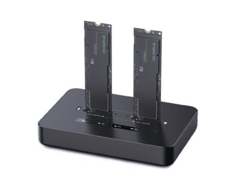 GEMBIRD DD2-U3M2 Gembird Desktop doking stanica sa dva USB Type-C M.2 NVME (i SATA) SSD ureðaja, crna