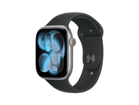 APPLE Watch S11 Cellular 42mm Space Grey Aluminium Case with Black Sport Band - M/L (mf8c4rk/a)
