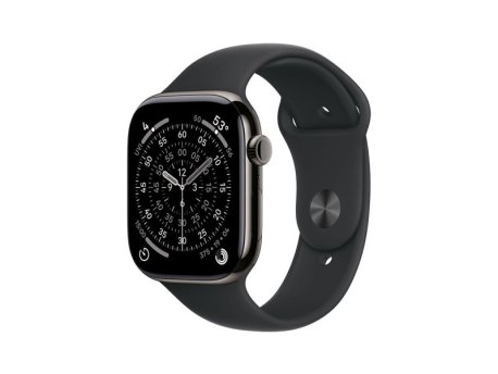 APPLE Watch S11 Cellular 42mm Slate Titanium Case with Black Sport Band - M/L (mf8t4rk/a)