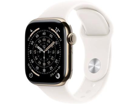 APPLE Watch S11 Cellular 42mm Gold Titanium Case with Light Blush Sport Band - S/M (mf8w4rk/a)