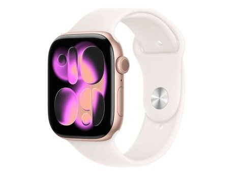 APPLE Watch S11 Cellular 46mm Rose Gold Aluminium Case with Light Blush Sport Band - M/L (mfcg4rk/a)