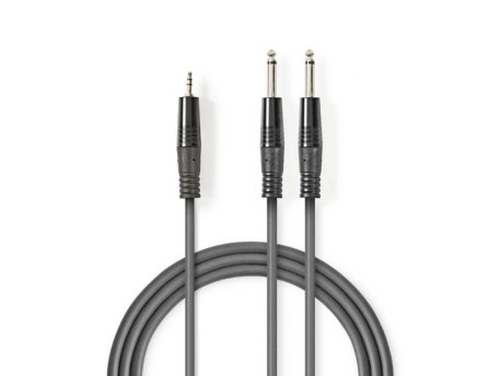 NEDIS COTH23200GY50 Stereo Audio Cable 2x6.35mm muski na 3.5mm muski, 5m, Dark Grey