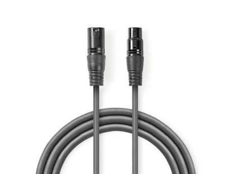NEDIS COTG15012GY200 DMX Adapter Cable XLR 3-Pin muski na XLR 3-Pin zenski, Nickel Plated, 20m, Round, PVC