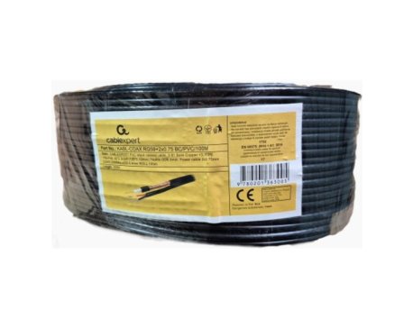 GEMBIRD KABL-COAX-RG59+2x0.75 BC/PVC/100M CCTV Bakarni Koaksialni kabl sa napojnim kablom2x0,75mm black 100m