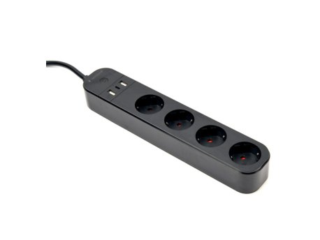 GEMBIRD TSL-PS-S4U-01 Gembird pametni produzni kabl sa USB punjenjem, 4 uticnice, 1,5m crni