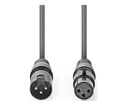 NEDIS COTG15010GY100, Balansirani audio kabl, XLR 3-pinski muški, XLR 3-pinski ženski, Niklovani, 10,0 m,