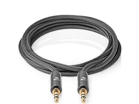 NEDIS CATB22000GY20, Stereo audio kabl, 3,5 mm muški, 3,5 mm muški, Pozlaceni, 2,00 m, Okrugli, Sivi
