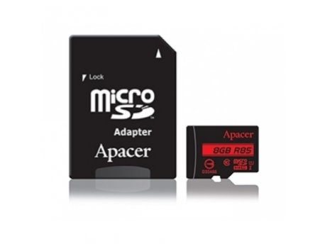 APACER UHS-I U1 MicroSDHC 8GB class 10 + Adapter AP8GMCSH10U5-R
