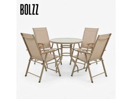Bolzz BAŠTENSKA GARNITURA SET 4 STOLICE + STO BEŽ