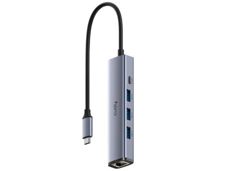 CUDY UH605 1.0,5-In-1 USB-C Hub with Gigabit Ethernet Port,3× USB-A 3.2 Gen 1 (5 Gbps),25cm
