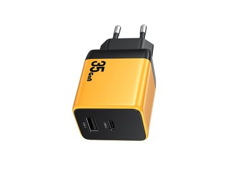 WEKOME WP-U36 Superbrzi Strujni GaN punjač, 2-porta USB (3.0 i 3.1 tip C) 35W, žuti