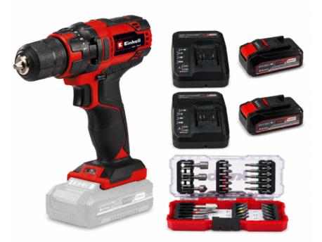 EINHELL Akumulatorska bušilica – šrafilica TC-CD 18/35 Li - (2x2,5Ah) SET + 28 delni set bitova