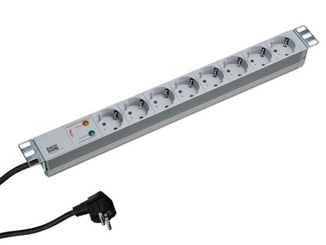 BACHMANN PDU Basic ALU 19'' 1U 8xšuko sa prenap.zaštitom 16A, kabl 2m