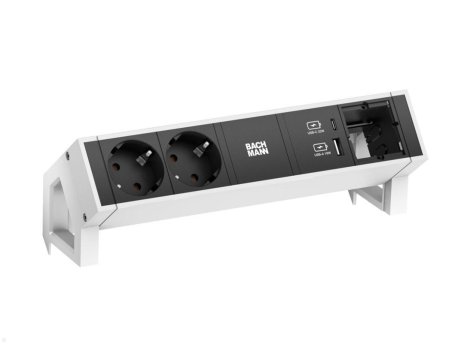 BACHMANN DESK 2, 2xšuko,1xUSB A/C 22W,1x prazn.mesto, 02m GST18, beli
