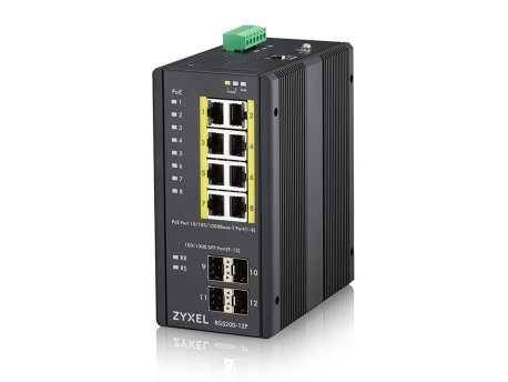Zyxel Industrijski svič 8x1G, 4xSFPPoE 240W,DINRail,IP30,12-58VDC RGS200-12P-ZZ0101F