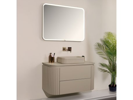 HANAH HOME Kupatilski ormarić sa umivaonikom i ogledalom (2 komada) Gloria 100 Beige