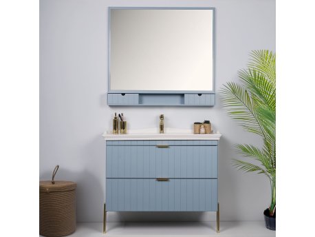 HANAH HOME Kupatilski ormarić sa umivaonikom i ogledalom (2 komada) Noble 100 Light Blue