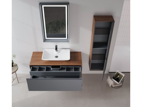 HANAH HOME Kupatilski ormarić sa umivaonikom i ogledalom (2 komada) Craft 120 432
