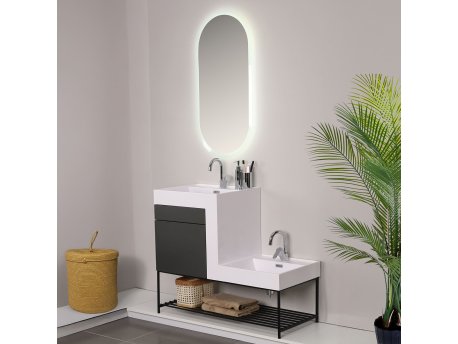 HANAH HOME Kupatilski ormarić sa umivaonikom i ogledalom (2 komada) Up Down Carbon Grey Dark