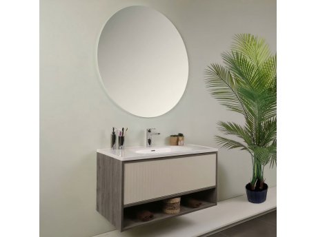 HANAH HOME Kupatilski ormarić sa umivaonikom i ogledalom (2 komada) Elegant Grey Hrast