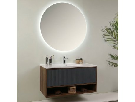 HANAH HOME Kupatilski ormarić sa umivaonikom i ogledalom (2 komada) Elegant Miling Hrast