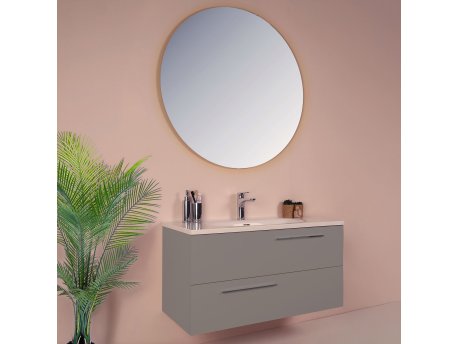 HANAH HOME Kupatilski ormarić sa umivaonikom i ogledalom (2 komada) Serenity Grey