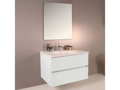 HANAH HOME Kupatilski ormarić sa umivaonikom i ogledalom (2 komada) Simple 80 White